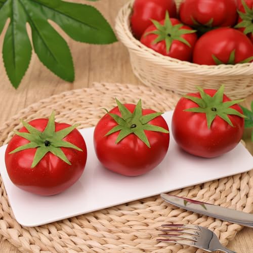Gresorth 6pcs Artificial Lifelike Simulation Tomato Fake Fruit Vegetable Home Party Kitchen Decoration - color: Tomato