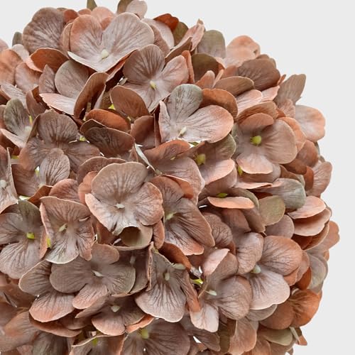 JINWOE Fall Boho Hydrangea Artificial Flowers,4PCS 21" Silk Real Touch Flowers, Faux Flowers Fake Artificial Hydrangeas with Stems for Bouquet Table Centerpieces Halloween - color: Grey Coffee