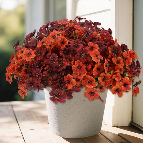 Artificial Mum Flowers for Outdoors, 16 Bundles UV Resistant Faux Mum | Fake Mums Plastic Flowers for Halloween Front Door Porch Patio Yard Balcony Decor - color: Mix Color, size: 16PCS