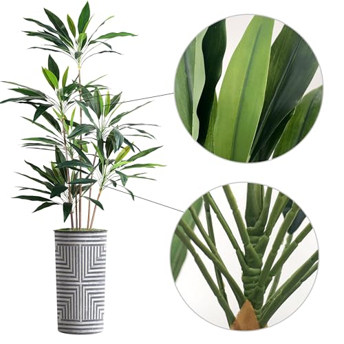 SIGNWIN Artificial Tree in Modern Geometric Pattern Planter, Fake Dracaena Tree Silk Tree for Indoor and Outdoor Home Decoration - 66" Overall Tall (Plant Pot Plus Tree) - style: Dracaena Tree