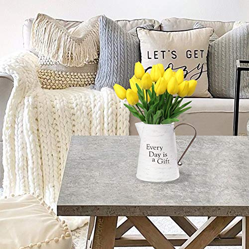 20 Pcs Yellow Tulips Artificial Flowers Real Touch Fake Tulips Fake Flowers for Mother's Day 13.5" Faux Tulips Faux Flowers Bulk Artificial Tulips Flowers for Vase Centerpieces Home Wedding Bouquet - color: Yellow #20