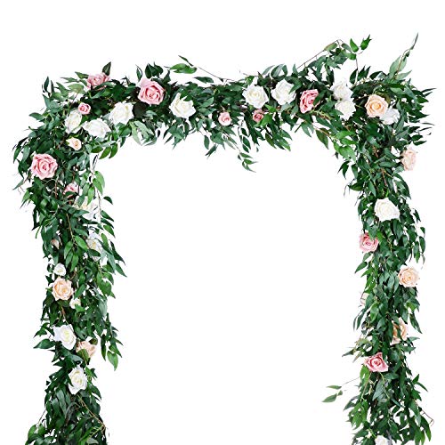 2 Pack Artificial Hanging Leaves Vines, 5.7 Ft Fake Willow Leaves Twigs Silk Plant Vines in Green for Indoor/Outdoor Wedding Decor