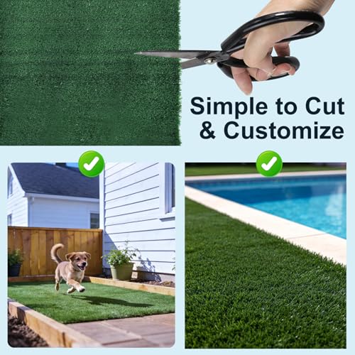 9ft x 12ft Outdoor Artificial Grass Rug, Turf Carpet with 15mm Pile Height for Large Area Coverage, Durable Grass Mat for Patio, Garden, Deck & Poolside, Fast Drainage, Low Maintenance - size: 9 x 12 FT