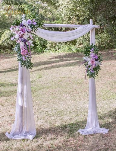 Lisuun Wedding Arch Flowers, Artificial Flowers for Decoration, Large Flower Swag for Boho Styles Wedding Ceremony Floral Decor - Pack of 2 - color: Purple&light Purple