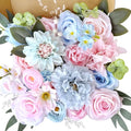 Baby Blue Pink Artificial Flowers Combo Box Set Bulks Pastel Pink Rainbow Silk Roses Individually Stems Crystal DIY Faux Bridal Wedding Bouquets Cake Decor Arrangements Baby Shower Bloom Flowers - color: Baby Blue, Pastel Pink
