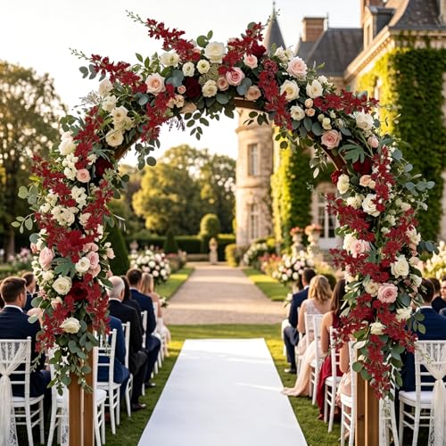 6PCS Dark Red Delphinium Artificial Flowers, 34.25" Long Stems Red Fake Larkspur Silk Flowers for Tall Vase Faux Delphinium Wedding Centerpieces Home Decor Indoor Outdoors - color: Dark Red