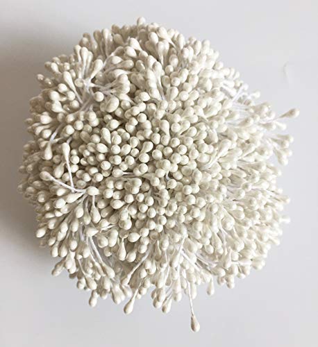 1800 Pcs 1.5mm Mini Pearl Double Heads Flower Stamen Pistil Handmade Artificial Flowers Wedding Party Home Decoration DIY Christmas Scrapbook Accessories White - color: White