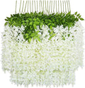 U'Artlines 24 Pack (Total 86.4 Feet) Artificial Fake Wisteria Vine Rattan Hanging Garland Silk Flowers String Home Party Wedding Decor (24, White) - color: White