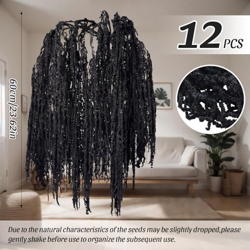Suncalla 12 Pcs Black Spring Natural Dried Amaranthus Hanging Flowers Amaranthus Artificial Flowers for Wedding Arch Bouquet Floral Garland Wall Home Decoration (23 Inch) - color: Black