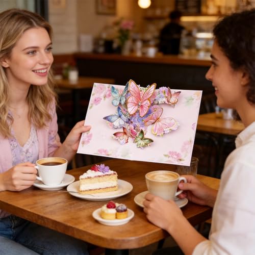Pop Up Birthday Card 3D with Gold-edged Butterfly Greeting Cards with Envelope for Women Birthdays Thank You Get Well Any Occasion for Grandma Wife Mom Girlfriend