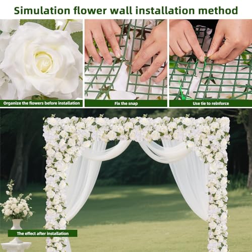 6Pcs Garland Artificial Flowers, Realistic Flower Vines for Wedding Arch Decor, Faux Silk Floral Runner Silk Hanging Flower Vines for Home Garden Outdoor Wedding Arch Party Ceremony - color: White