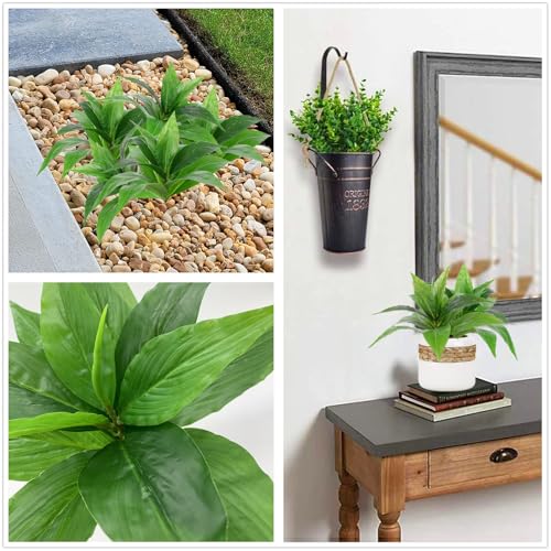 CATTREE Artificial Agave Plants Outdoor Fake Shrubs Faux Grass Plastic Leaves Greenery Bushes Plant for Home Decor Garden Wedding Party Decorations Indoor Yard UV Resistant Planter Filler Green 4 Pack - color: Agave Grass - Green 4 Pcs