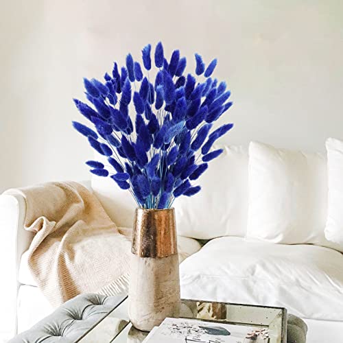 Uieke 17’’ Natural Bunny Tails Dried Flowers, 120 Pcs Dried Lagurus Ovatus, Dried Blue Pampas Grass Decor for Farmhouse Flower Arrangements Wedding Home Party Decorations - color: Blue-120pcs