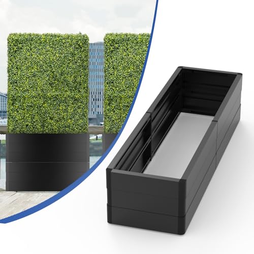 Bynbbur 24" Lx9 Hx18 D Aluminum Base Black for Artificial Boxwood Panel Hedge Wall Grass Backdrop Use, Outdoor Planters Garden Raised, Metal Planter Box - color: Black Base, size: 24"Lx9"Hx18"D