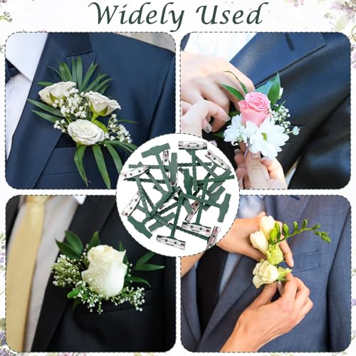Boutonniere Safety Pins, Plastic Corsage Pins Safety Clips for Bride Groom, Tiny Boutonniere Brooch Supplies - color: Green-15pcs