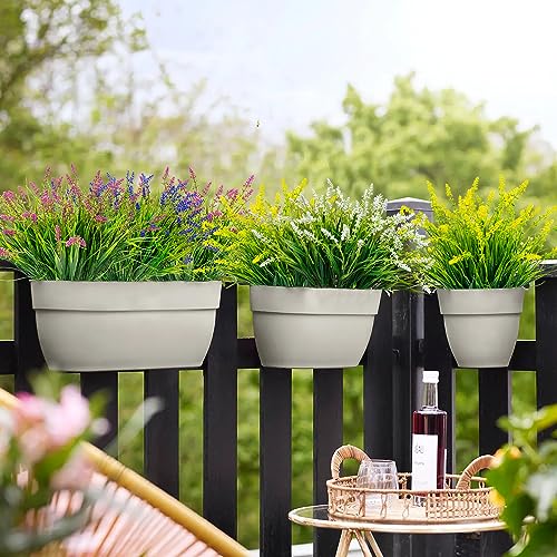 12 Bundles Outdoor Artificial Plants Flowers UV Resistant Fake Tall Grass Plants Bushes Faux Tropical Shrubs for Outside Window Box Planter Front Porch Yard Patio Floral Arrangement - color: Purple, size: 12 Pcs