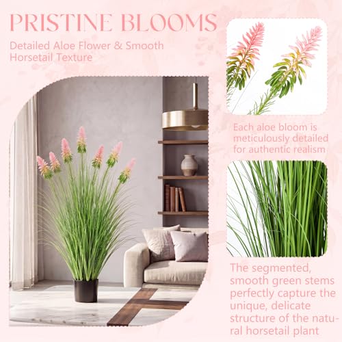 Jexine 2 Pieces 4 ft Artificial Tall Grass Plants Outdoor with Pink Cockscomb Flower Tall Artificial Grass Green Onions Plant Potted for Housewarming Gift House Garden Lobby Outdoor - color: Pink Cockscomb Flower