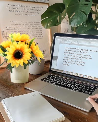 Coferset Sunflower Potted Artificial Flowers Small Fake Plant Yellow Sunflower Small Artificial Plants for Home Office Farmhouse Coffee Table Bathroom Wedding Party Decor(2PCS)