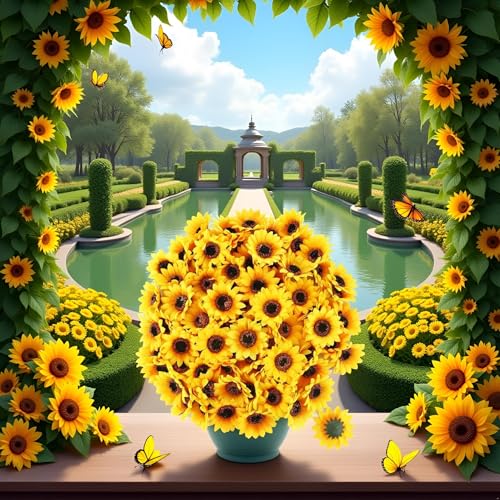 Jowxsx 100 Pieces Mini Artificial Sunflower Heads, Yellow Fabric Flowers, Wedding Wreath Craft Decor, Artificial Plants and Flowers, Realistic Faux Flower, for Planter Porch Patio Yard Balcony