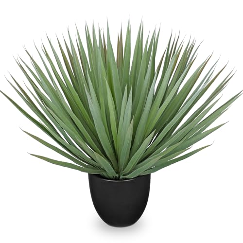 Briful Artificial Agave Plant – 18.1" Tall Faux Agave Plants in Black Pot, Realistic Fake Tropical Plants for Indoor and Outdoor Decor, Artificial Plants for Home, Office, Patio, Garden Decoration - color: Green