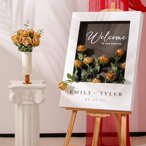 Hawesome 12PCS Artificial Silk Flowers Realistic Roses Bouquet Long Stem for Home Wedding Decoration Party (Gold, 12Pcs Flowers) - color: Gold, size: 12Pcs Flowers