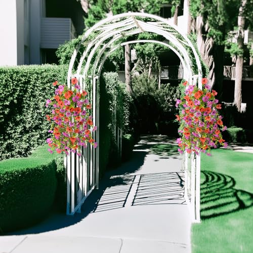 ZFProcess Artificial Hanging Flowers for Outdoors Spring Summer Decoration, 2PCS Silk Fake Daisy Realistic Outdoor Flowers UV Resistant Porch Patio Window Yard Decor(Purple Red) - color: Purple Red