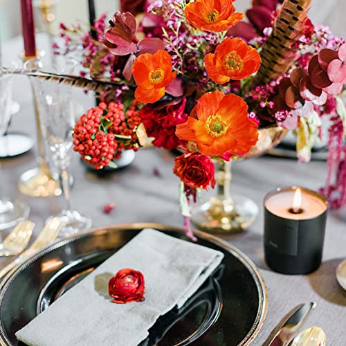 Artificial Flowers 5Pcs Poppies Flowers Artificial Silk Flowers for Home Office Wedding Outdoor Decor (Dark Orange) - color: Dark Orange