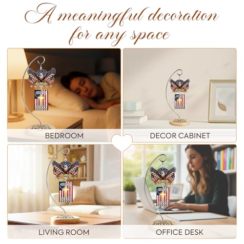 250th Anniversary America Tabletop Ornament Decorations, USA Patriotic Home Decor 1776-2026 with Bald Eagle & Cross on Engraved Wood Base, 4th of July Memorial Day Independence Day Gift - color: 00 - 250th America