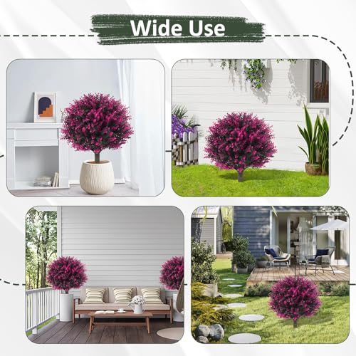 Set of 2 Artificial Red Boxwood Topiary Ball Shrubs, 21.6" UV-Resistant Faux Outdoor Plants with Ground Spikes — Realistic Decorative Bushes for Porch, Patio, Garden, and Yard Décor - color: 2pcs 21.6in Red Boxwood