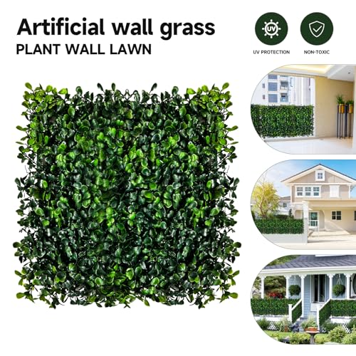Grass Wall Panels, 12 PCS 10" x 10" Artificial Outdoor Privacy Panels UV-Protected Sun Proof Greenery Wall Backdrop, Boxwood Hedge Grass Wall Green Decor for Garden Party Wedding
