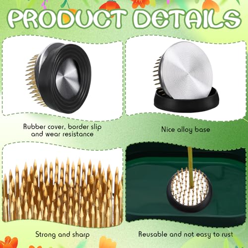 Sliner 6 Pcs Flower Frogs Round 2.4/2/1.6/1.3/1/0.9 Inches Floral Frogs Flower Holder Japanese Ikebana Vase Kenzan Floral Arranger Fixed Tools Arrangement Pin for Home DIY Craft Decoration(Brass) - size: 6 Size