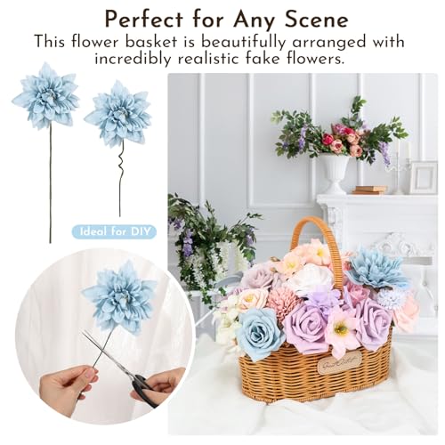 Artificial Flowers Combo Box Dusty Blue Pink Artificial Flowers for DIY Tables Centerpieces Baby Shower Bridal Shower Wedding Bouquet Party Decor - color: Pastel Pink Blue