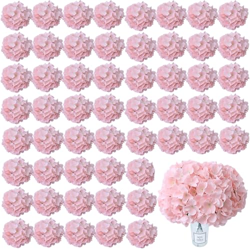 AVIVIHO 60 PCS Pink Hydrangea Artificial Flowers Bulk Fake Hydrangea Silk Flowers with Stems Flower Bouquets for Florals Arrangement Home Wedding Party Centerpieces Decor Arch Decoration - color: Pink, size: 60PCS