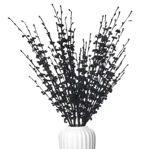 5Pcs Long Stem Flowers Jasmine Black Flowers Artificial, 29.5"/75cm Faux Jasmine Bouquet for Wedding Modern Gothic Home Party Fall Harvest Festival Decoration - color: Black, size: 5 PCS