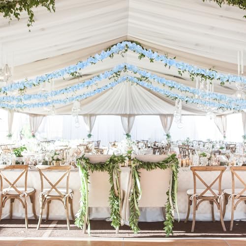IPOPU Light Blue Wisteria Hanging Flowers Garland 6.4FT Wisteria Garland Hanging Flowers for Decoration for Wedding Arch, Backdrop, Garden Party Decor, 3 PCS (Light Blue) - color: Light Blue