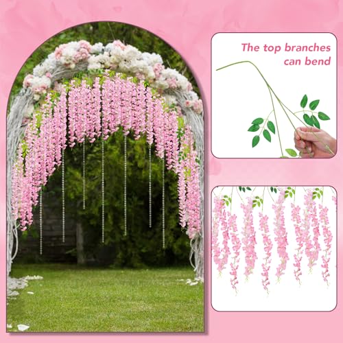 Alotiki Wisteria Hanging Flowers,50 Pack Fake Hanging Flowers,Wisteria Artificiales Garland for Home Wedding Arch Floral Party Garden Ceremony Outdoor Decor,3.6 Feet Long(50,Pink) - color: Pink, size: 50