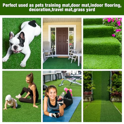 GLOBREEN Extra Large Fake Grass for Dogs Potty, 6 FT X 8 FT Artificial Grass Turf Rug for Puppy Patio Kennel Backyard, Waterproof Easy to Cut - size: 6FTX8FT