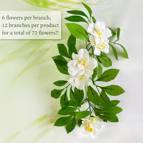 Sumery Expandable Fence Privacy Screen for Balcony Patio Outdoor,Decorative Faux Ivy Fencing Panel,Artificial Hedges (Single Sided Leaves) (1, Branches -White Fowers) - color: Branches -White Fowers