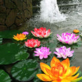5Pcs Lily Pads for Ponds, Artificial Lotus- Water Lily Pads Leaves & Floating Foam Lotuses for Garden Fish Pond Aquarium Pool Wedding Decor