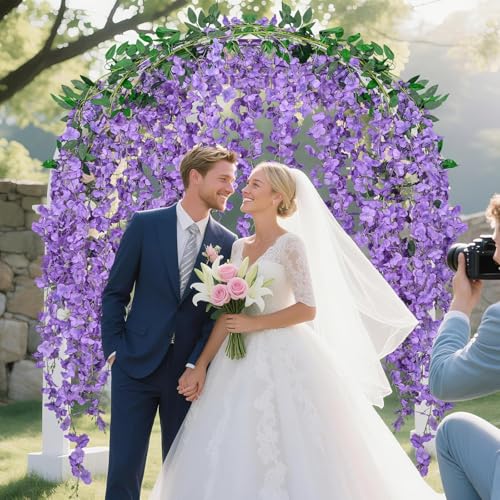 BSMYBO 30 Branches Wisteria Hanging Flowers Purple Artificial Wisteria Hanging Flowers Garlands Vine for Wedding Arch Party Ceremony Home Garden Backdrop Wall Decoration (2 Pack) - color: Purple, size: 2 Pack