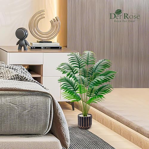 Der Rose Fake Plants Tall Artificial Palm Tree Faux Plants Indoor for Living Room Home House Decor - size: 28"-Palm