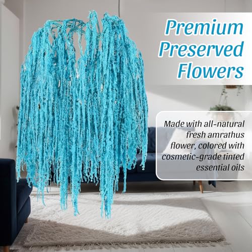 Suncalla 12 Pcs Blue Spring Natural Dried Amaranthus Hanging Flowers Amaranthus Artificial Flowers for Wedding Arch Bouquet Floral Garland Wall Home Decoration (23 Inch) - color: Blue