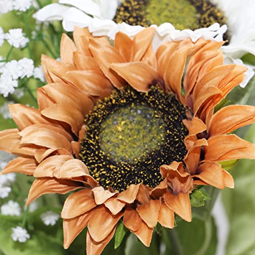 Olrla Long Stem Artificial Sunflower for Tall Vase, Silk Fake Fall Sunflowers for Home Wedding Party Decoration (6 Mixed Colors) - color: Mixed Color-long Stem