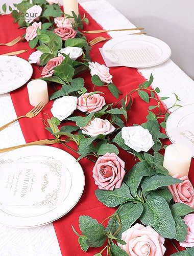 25pcs Artificial Flower，Real Looking Foam Roses w/Stem for DIY Wedding Bouquets Centerpieces Bridal Shower Party Decor-Shades of Dusty Pink - color: Shades of Dusty Pink
