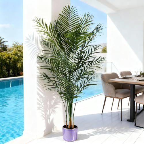 Artificial Palm Tree Indoor 6.5ft, Large Fake Tropical Areca Palm Tree with 18 Trunks, Faux Dypsis Lutescens Floor Plant in Pot for Indoor Outdoor Home Office Decor & Housewarming Gift - size: 6ft 5in