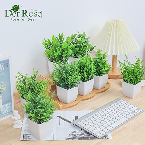 Der Rose 8 Pack Fake Plants Small Artificial Faux Potted Plants for Home Office Farmhouse Bathroom Bedroom Decor Indoor - color: Green