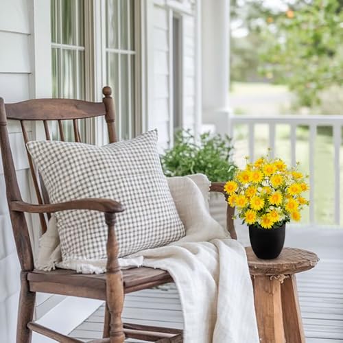DILATATA Artificial Daisy Flowers in Pot 12 Inch Fake Flowers Silk Daisy Arrangement Faux Plant Flower Decor for Spring Home Decor Table Centerpiece Garden Porch Window - Yellow - color: Yellow-daisy