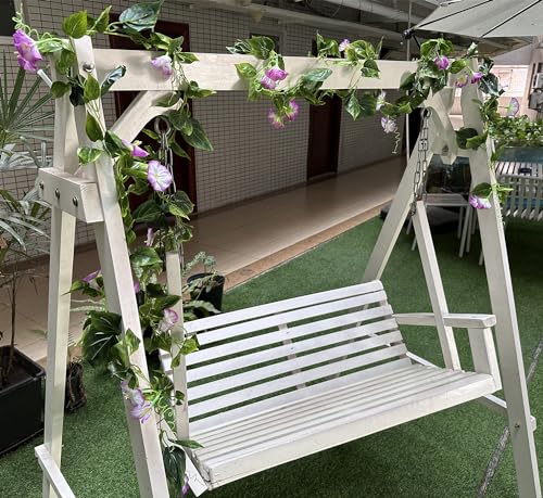 Artificial Morning Glory Hanging Vines Plants, Fake Silk Garland Flower Faux Ivy Lifelike Greenery Vine Plant for Home Garden Wall Fence Indoor Outdoor Wedding Birthday Decoration Fuchsia 2 Pack - color: Morning Glory Vines - Fuchsia 2 Pcs
