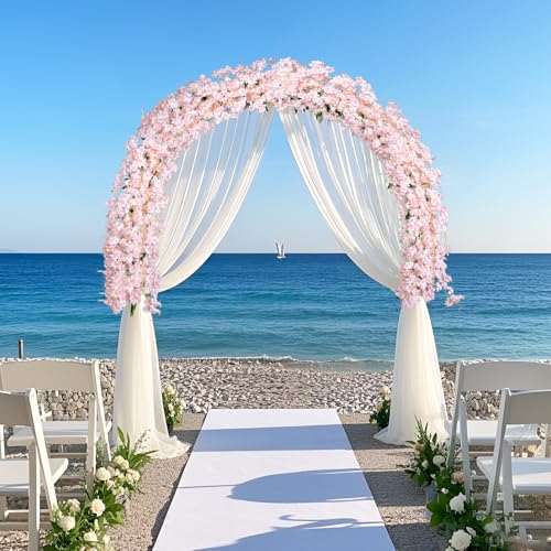 4pcs 23.6 ft Artificial Cherry Blossoms Garland Pink Fake Vines Hanging Silk Cherry Blossom Sakura Vine for Outdoor Wedding Party Home Decor