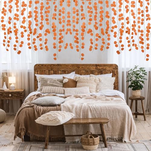 DearHouse 86 Feet 12 Strands Artificial Eucalyptus Leaf Plants Fall Garland Vine Hanging Eucalyptus Garland Thanksgiving Decor for Home Kitchen Wedding Wall Decor - size: 12pcs Fall Eucalyptus Vine